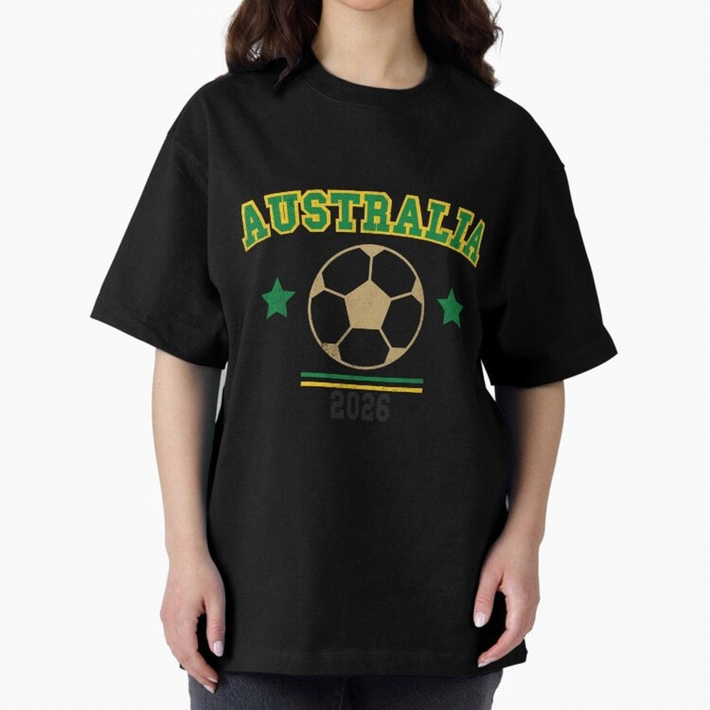 Australia 2026 ¡ª Vintage Soccer Tee Oversized T-Shirt Make Every Kick Count in Global Football Passion for FIFA World Cup 2026, Centered on Cristiano Ronaldo, Portugal, Spain and Germany, Football Festival Excitement, Trophy Ambitions, Country