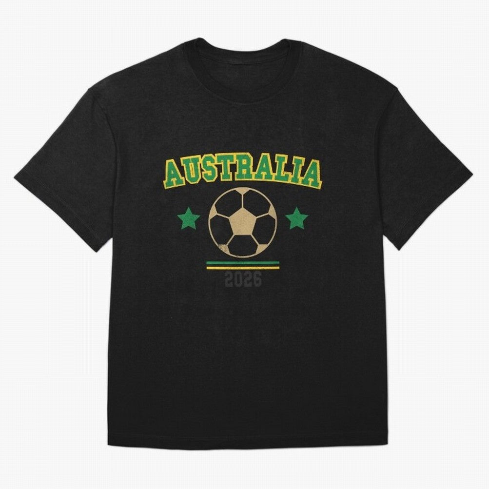 Australia 2026 ¡ª Vintage Soccer Tee Oversized T-Shirt Make Every Kick Count in Global Football Passion for FIFA World Cup 2026, Centered on Cristiano Ronaldo, Portugal, Spain and Germany, Football Festival Excitement, Trophy Ambitions, Country