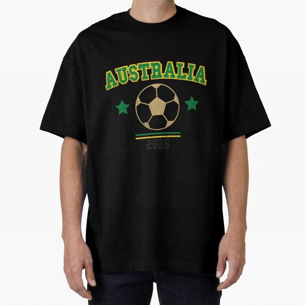 Australia 2026 ¡ª Vintage Soccer Tee Oversized T-Shirt Make Every Kick Count in Global Football Passion for FIFA World Cup 2026, Centered on Cristiano Ronaldo, Portugal, Spain and Germany, Football Festival Excitement, Trophy Ambitions, Country