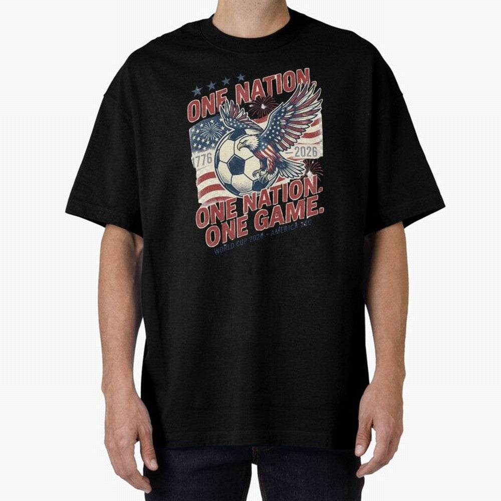 One Nation One Game World Cup 2026 Oversized T-Shirt Show Love for Legendary Goals in the FIFA World Cup 2026 USA Canada Mexico Journey through Neymar, Haaland and Cristiano Ronaldo Highlights, Germany Pride, Champion Mindset, Group Stage Buzz,