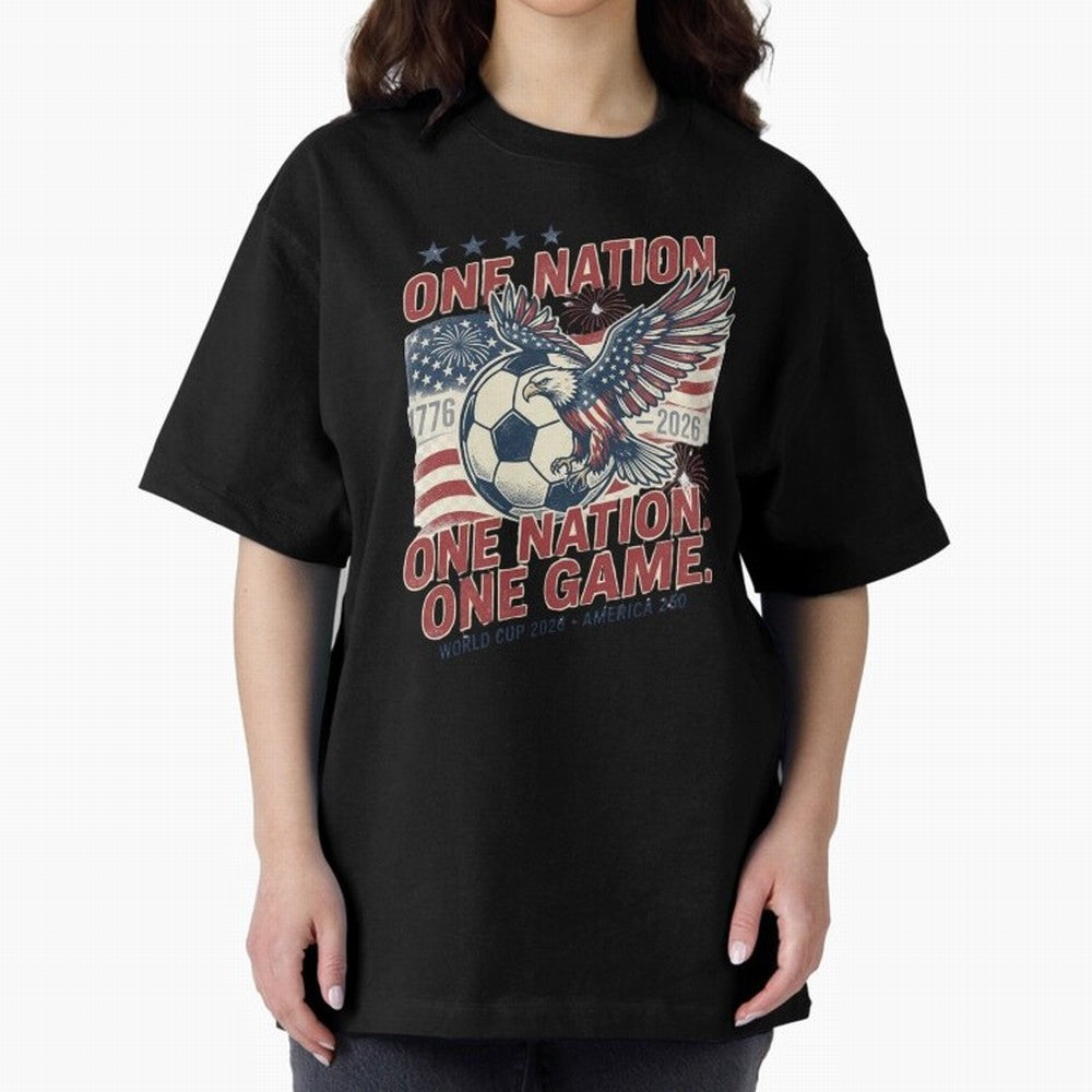 One Nation One Game World Cup 2026 Oversized T-Shirt Show Love for Legendary Goals in the FIFA World Cup 2026 USA Canada Mexico Journey through Neymar, Haaland and Cristiano Ronaldo Highlights, Germany Pride, Champion Mindset, Group Stage Buzz,
