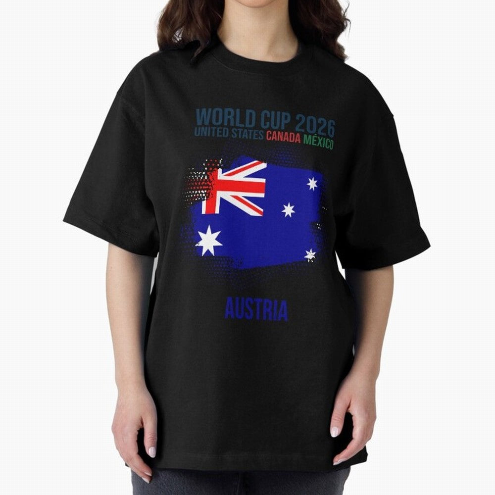 AUSTRIA WORLD CUP 2026 Oversized T-Shirt Step into Match Day Hype around FIFA World Cup 2026 USA Canada Mexico, Messi, CR7 and Mbappe, Argentina, Champion Mindset, Group Stage Buzz, Knockout Tension and Passionate Fan Culture; Ideal for Passionate