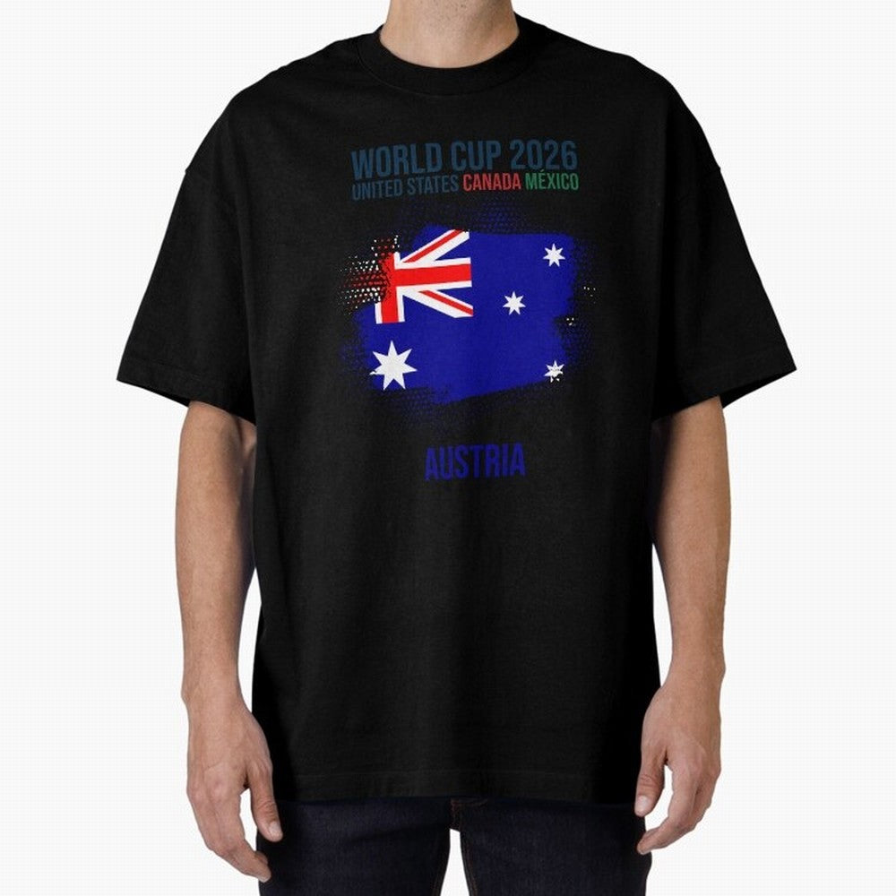 AUSTRIA WORLD CUP 2026 Oversized T-Shirt Step into Match Day Hype around FIFA World Cup 2026 USA Canada Mexico, Messi, CR7 and Mbappe, Argentina, Champion Mindset, Group Stage Buzz, Knockout Tension and Passionate Fan Culture; Ideal for Passionate