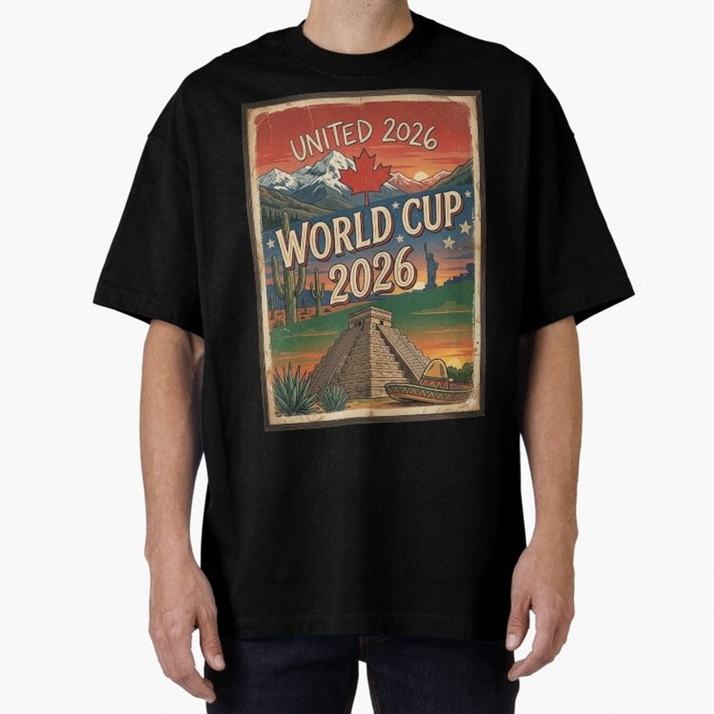 United 2026 World Cup ¨C Vintage North America Soccer Poster Oversized T-Shirt Remember Match Day Hype around FIFA World Cup 2026 Group Stage, Messi, Neymar and Mbappe, Netherlands, Match Day Excitement, Supporter Culture, Golden Goals and Global