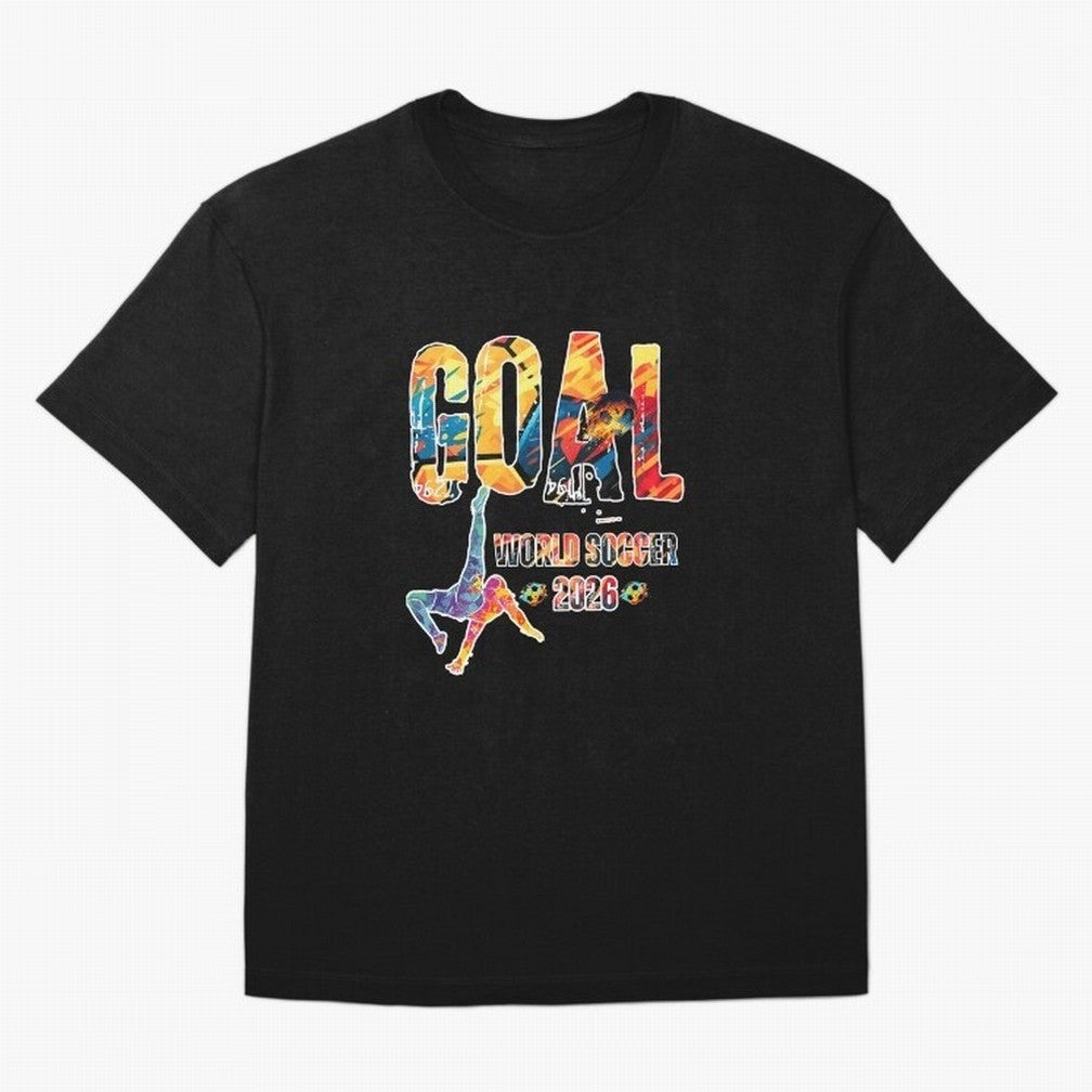 Goal World Soccer Championship 2026 Oversized T-Shirt Celebrate Soccer Greatness during FIFA World Cup 2026 USA Canada Mexico for Fans of Messi, CR7 and Mbappe and Spain and Netherlands, Bringing Retro Football Energy, Iconic Rivalries, Trophy