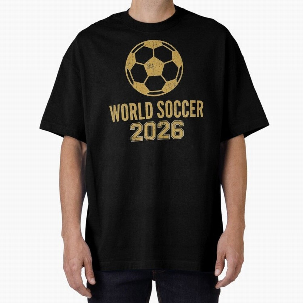 Retro World Soccer 2026 Design Oversized T-Shirt Back the Journey through FIFA World Cup 2026 Group Stage Spirit, Centered on Germany, Messi and Cristiano Ronaldo, Game Day Rituals, Football Legends, Country Pride and the Road to the Final; Great