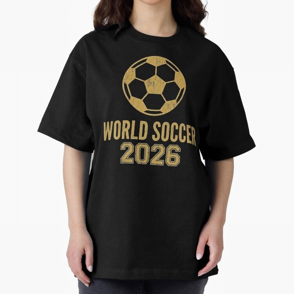Retro World Soccer 2026 Design Oversized T-Shirt Back the Journey through FIFA World Cup 2026 Group Stage Spirit, Centered on Germany, Messi and Cristiano Ronaldo, Game Day Rituals, Football Legends, Country Pride and the Road to the Final; Great
