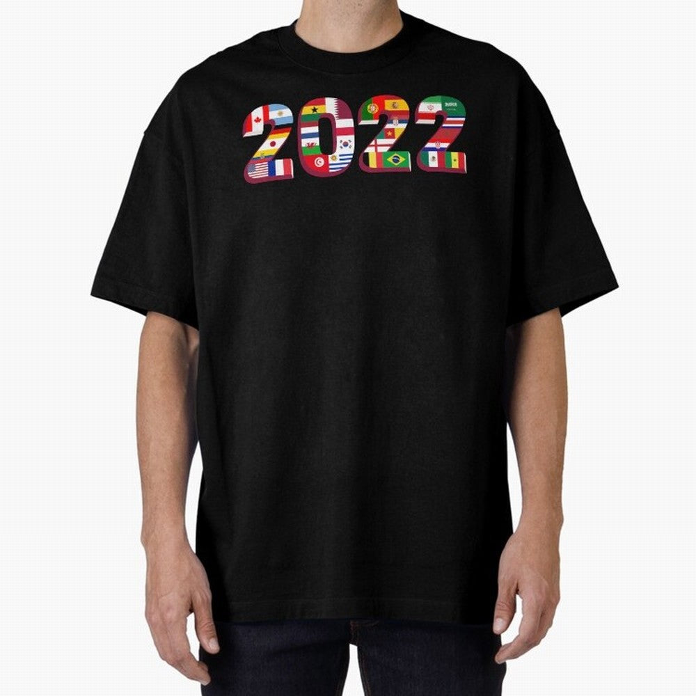 All the 32 Teams that Played in 2022 in Qatar for Football Fans Oversized T-Shirt Wear the Spirit of Match Day Hype around FIFA World Cup 2026 Group Stage, Messi and Cristiano Ronaldo, Portugal, Spain and Germany, Football Passion, Legendary