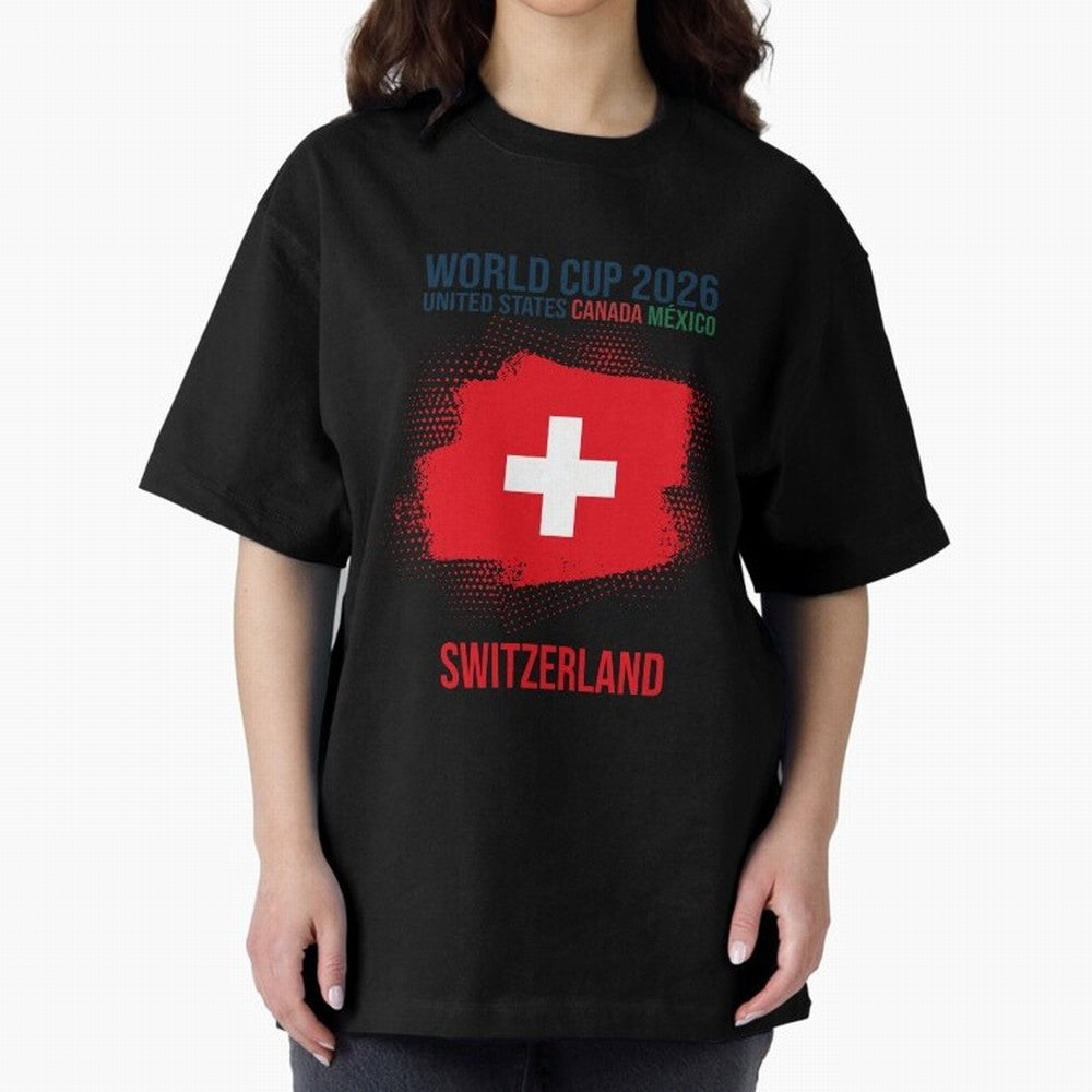 SWETZERLAND WORLD CUP 2026 Oversized T-Shirt Show Passion for the Stars of FIFA World Cup 2026 USA Canada Mexico Spirit, Connected to Brazil, Neymar, Haaland and Cristiano Ronaldo, Football History, Final Match Energy, Crowd Noise and Once in a