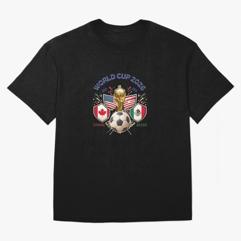 World Cup 2026 Host Nations Crest Oversized T-Shirt Share Global Football Passion for FIFA World Cup 2026, Highlighting Cristiano Ronaldo, Netherlands, Football Festival Excitement, Trophy Ambitions, Country Rivalries and Star Player Buzz; Perfect