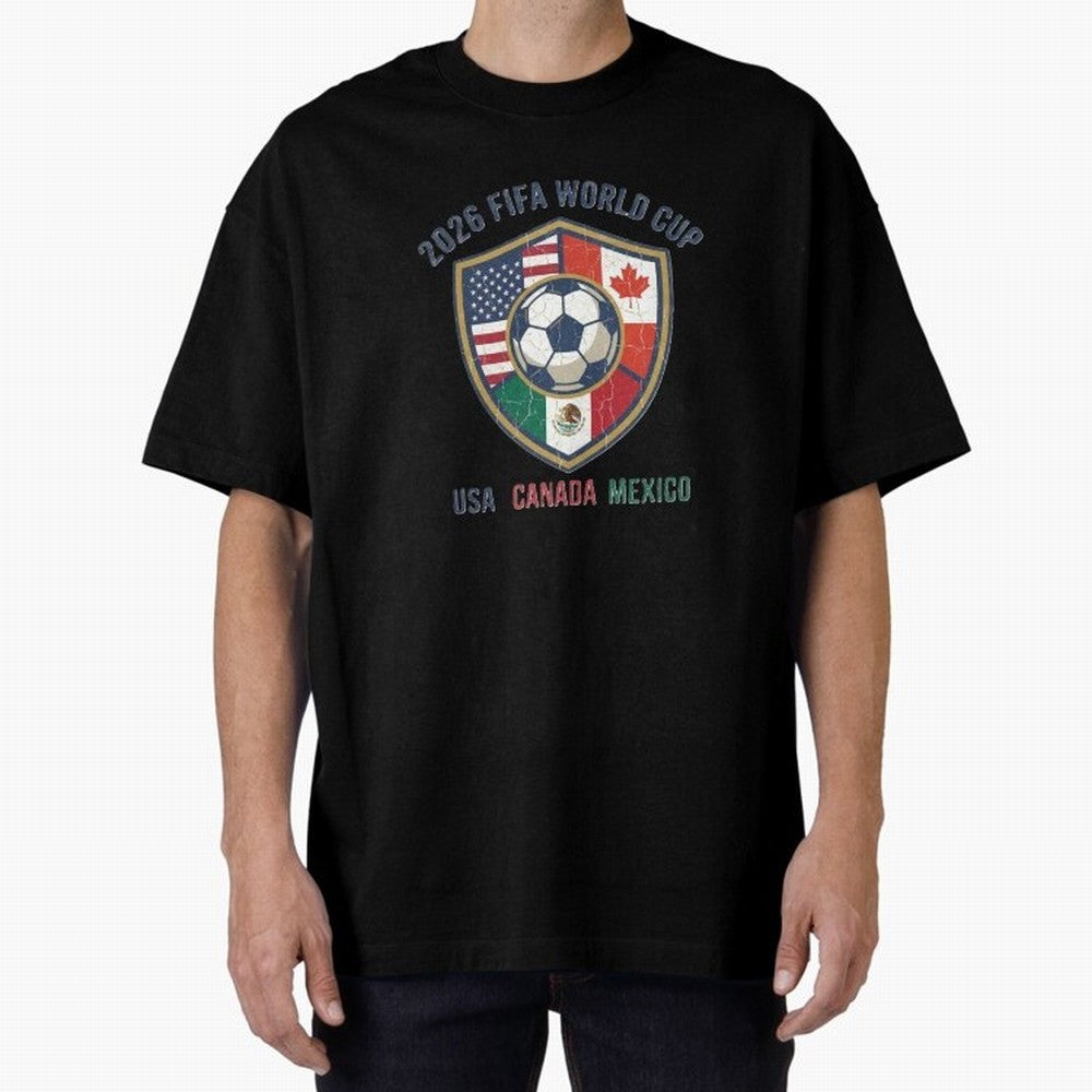 North America United Soccer 2026 Vintage Crest Oversized T-Shirt Feel the Heartbeat of FIFA World Cup 2026 Group Stage Spirit, Driven by England, CR7, Tournament Hype, Historic Matchups, Family Viewing Parties and Global Sports Pride; Ideal for