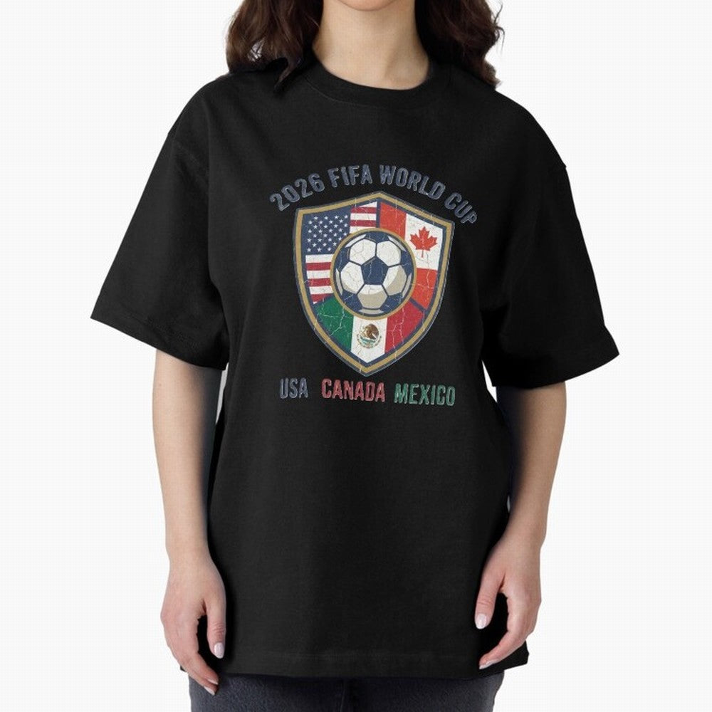 North America United Soccer 2026 Vintage Crest Oversized T-Shirt Feel the Heartbeat of FIFA World Cup 2026 Group Stage Spirit, Driven by England, CR7, Tournament Hype, Historic Matchups, Family Viewing Parties and Global Sports Pride; Ideal for