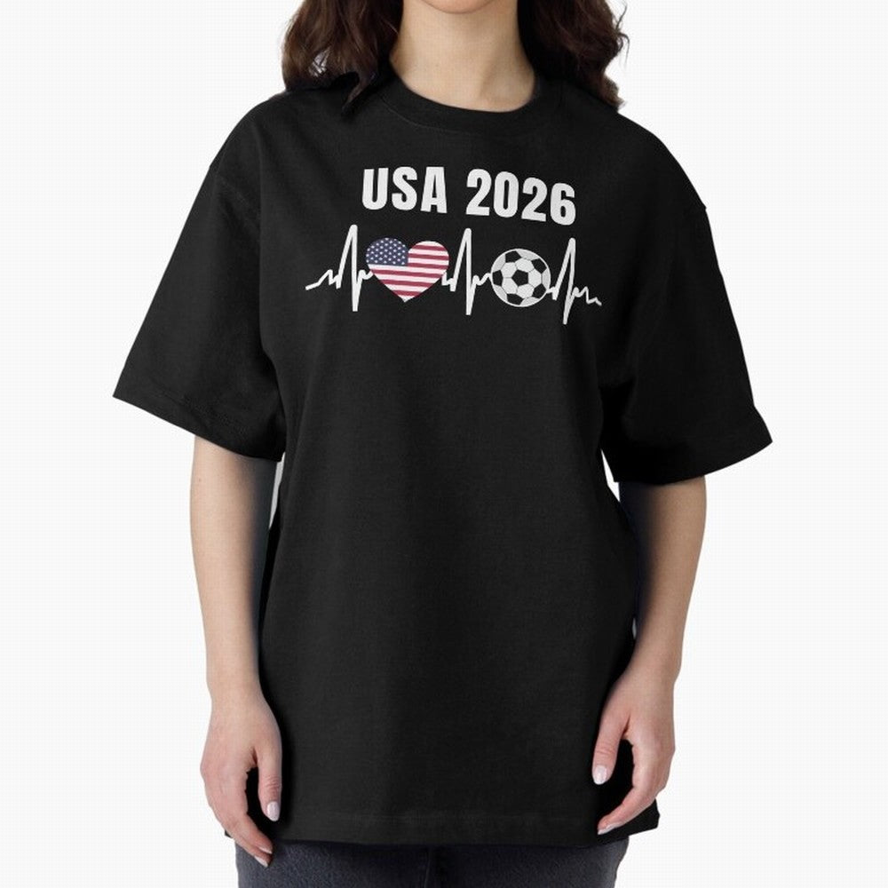 Soccer USA 2026 American Flag America World Cup Fan Gift Oversized T-Shirt Remember FIFA World Cup 2026 USA Canada Mexico Spirit, Built around England and Germany, Neymar, Haaland and Cristiano Ronaldo, Championship Spirit, Famous Goals, Roaring