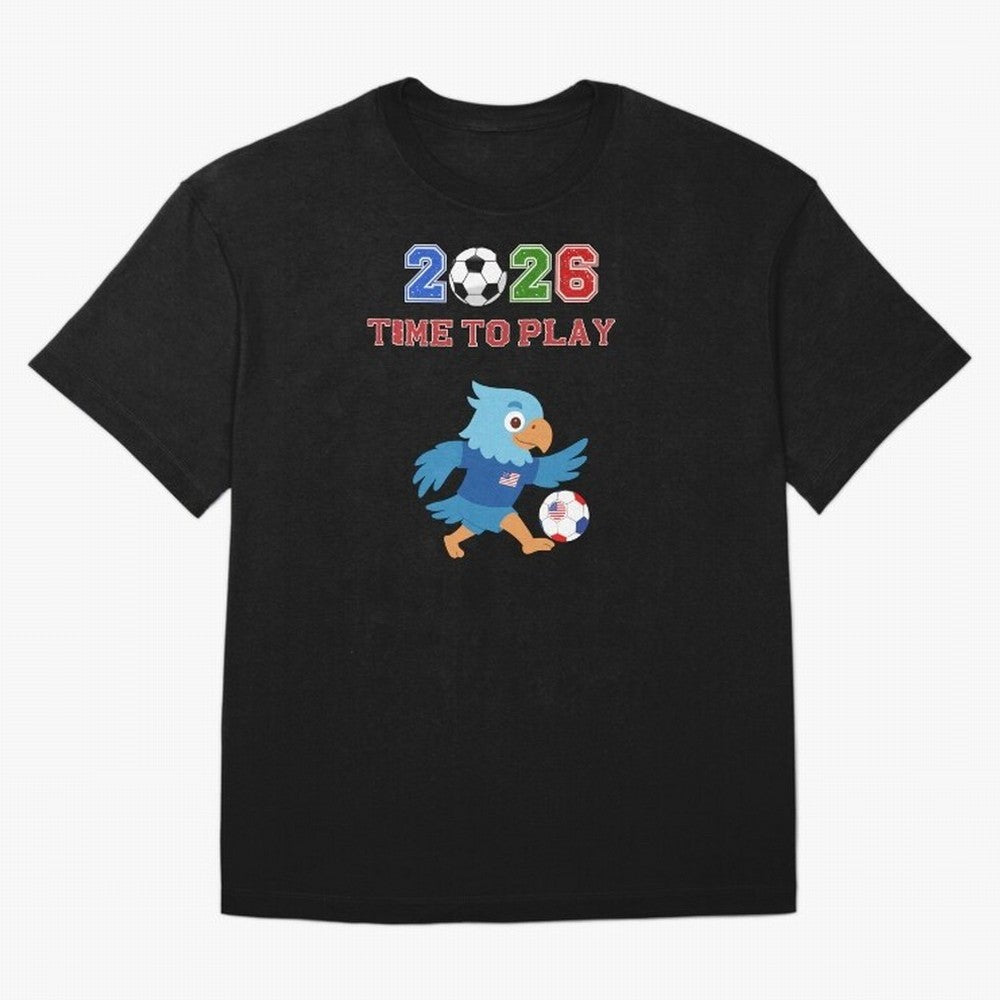 USA Soccer Eagle Mascot 2026 Time To Play Football Oversized T-Shirt Share Global Football Passion for FIFA World Cup 2026 Group Stage, Celebrating Messi, Neymar and Mbappe, Spain and Netherlands, Soccer Culture, Superstar Moments, National Team