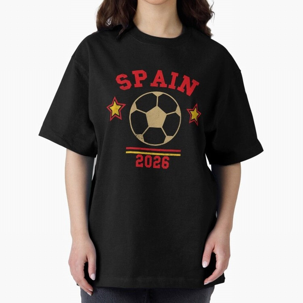 Spain 2026 ¡ª Vintage Soccer Tee Oversized T-Shirt Live for the Drama of Match Day Hype around FIFA World Cup 2026, Messi, Neymar and Mbappe, Brazil, Worldwide Fan Energy, Dramatic Goals, Stadium Lights and Championship Celebrations; Ideal for Fans