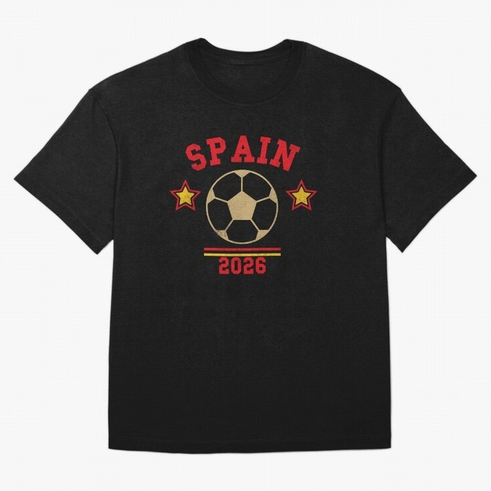 Spain 2026 ¡ª Vintage Soccer Tee Oversized T-Shirt Live for the Drama of Match Day Hype around FIFA World Cup 2026, Messi, Neymar and Mbappe, Brazil, Worldwide Fan Energy, Dramatic Goals, Stadium Lights and Championship Celebrations; Ideal for Fans