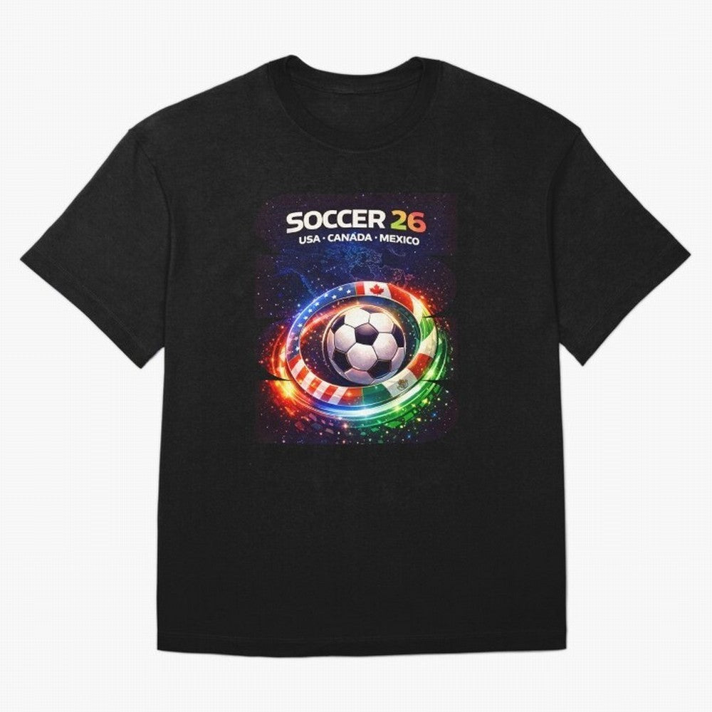 North America Soccer 2026 Shirt, Soccer 26 USA Canada Mexico Fan Tee, United 2026 Soccer Graphic Oversized T-Shirt Capture FIFA World Cup 2026 Group Stage Centered on Cristiano Ronaldo, England and Germany Energy, Fan Favorite Moments, National