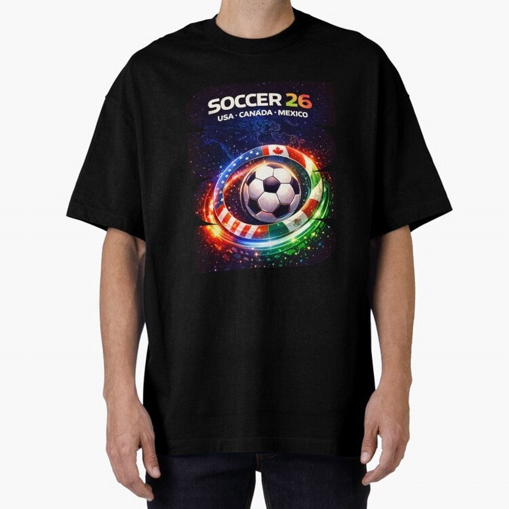 North America Soccer 2026 Shirt, Soccer 26 USA Canada Mexico Fan Tee, United 2026 Soccer Graphic Oversized T-Shirt Capture FIFA World Cup 2026 Group Stage Centered on Cristiano Ronaldo, England and Germany Energy, Fan Favorite Moments, National