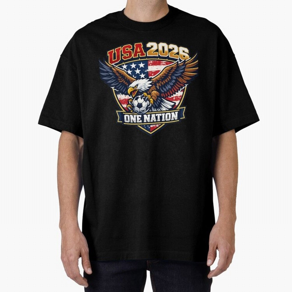 USA Canada Mexico Soccer Cup Oversized T-Shirt Elevate FIFA World Cup 2026 Driven by CR7 and Messi, Brazil, Portugal and Argentina Energy, Stadium Chants, National Pride, Trophy Dreams and Unforgettable Football Memories; Perfect for People Who