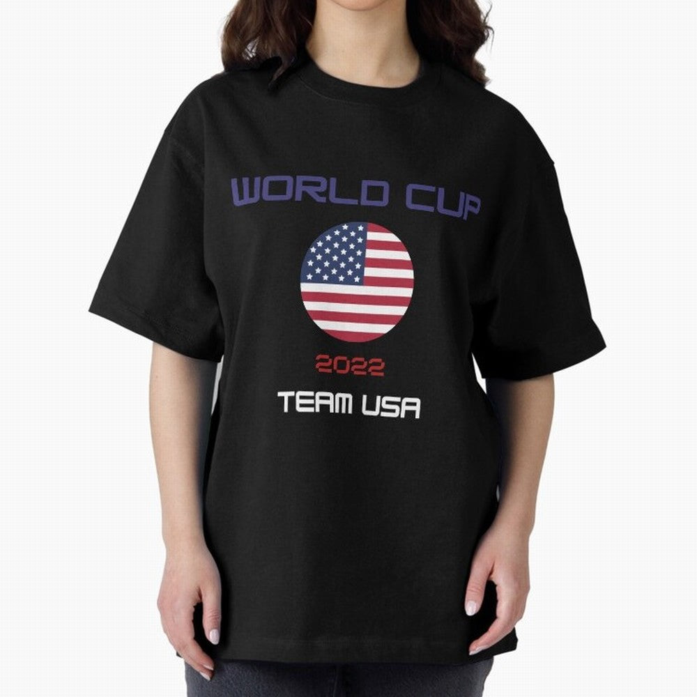 World cup 2022 Team USA Oversized T-Shirt Bring Retro Soccer Energy to FIFA World Cup 2026 Group Stage Spirit, Capturing England, Neymar, Classic Soccer Heritage, Championship Pressure, Fan Loyalty and International Pride; Great for Watch Parties,