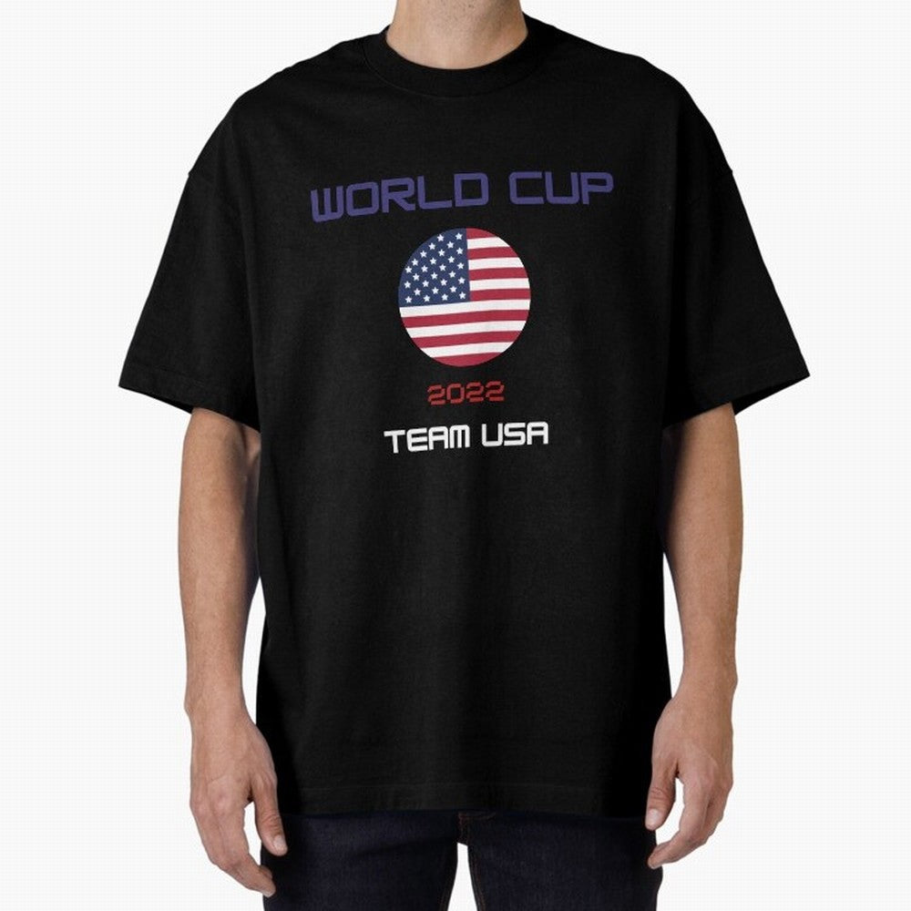 World cup 2022 Team USA Oversized T-Shirt Bring Retro Soccer Energy to FIFA World Cup 2026 Group Stage Spirit, Capturing England, Neymar, Classic Soccer Heritage, Championship Pressure, Fan Loyalty and International Pride; Great for Watch Parties,