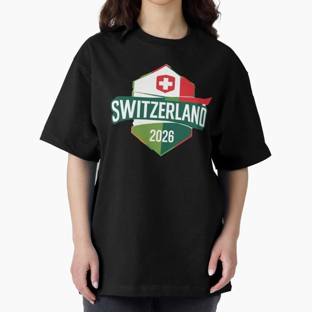 Switzerland WC2026 Oversized T-Shirt Turn Up for FIFA World Cup 2026 Group Stage for Fans of CR7 and Netherlands, Bringing Stadium Memories, Football Loyalty, International Chants and Championship Tradition; Perfect for People Who Love Argentina,
