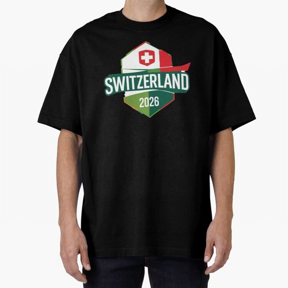 Switzerland WC2026 Oversized T-Shirt Turn Up for FIFA World Cup 2026 Group Stage for Fans of CR7 and Netherlands, Bringing Stadium Memories, Football Loyalty, International Chants and Championship Tradition; Perfect for People Who Love Argentina,