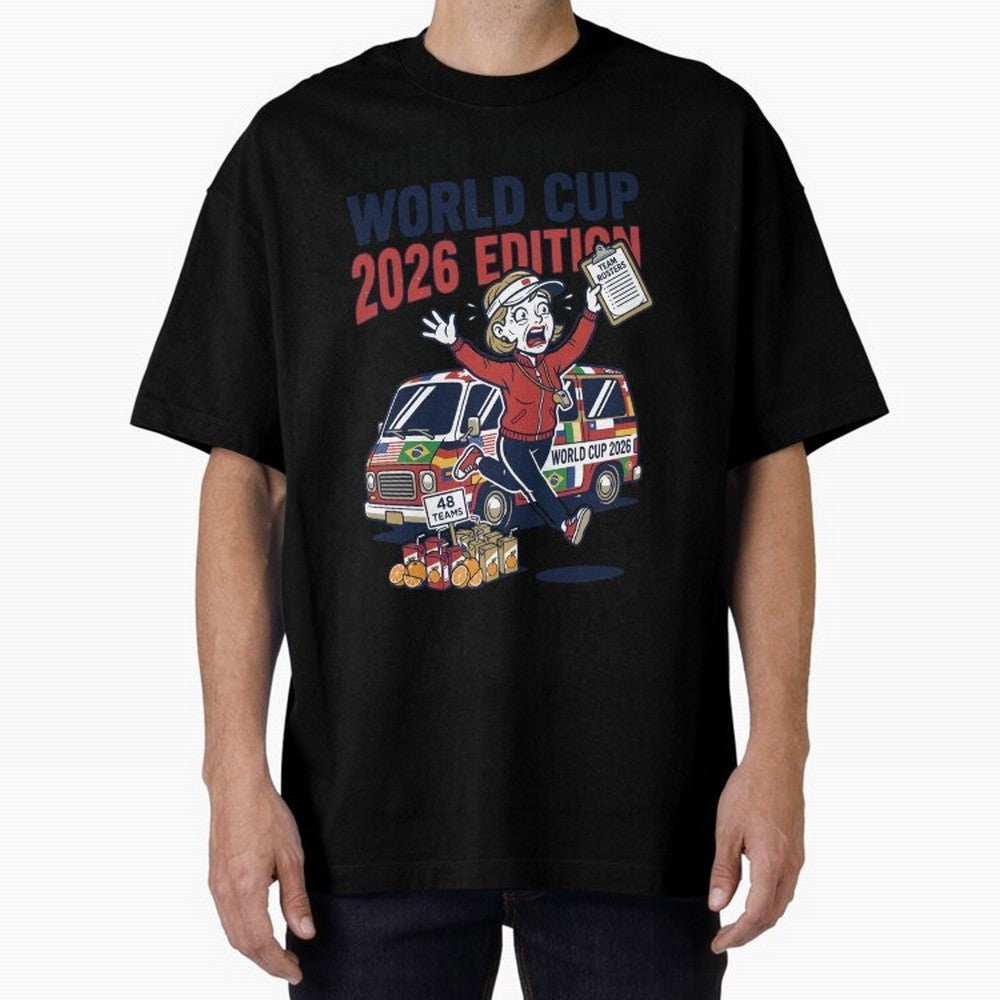 Soccer Mom ¡ª World Cup 2026 Edition V2 Oversized T-Shirt Carry the Dream of Global Football Passion for FIFA World Cup 2026 Group Stage, with Haaland, Argentina, Championship Spirit, Famous Goals, Roaring Crowds and International Football Unity;