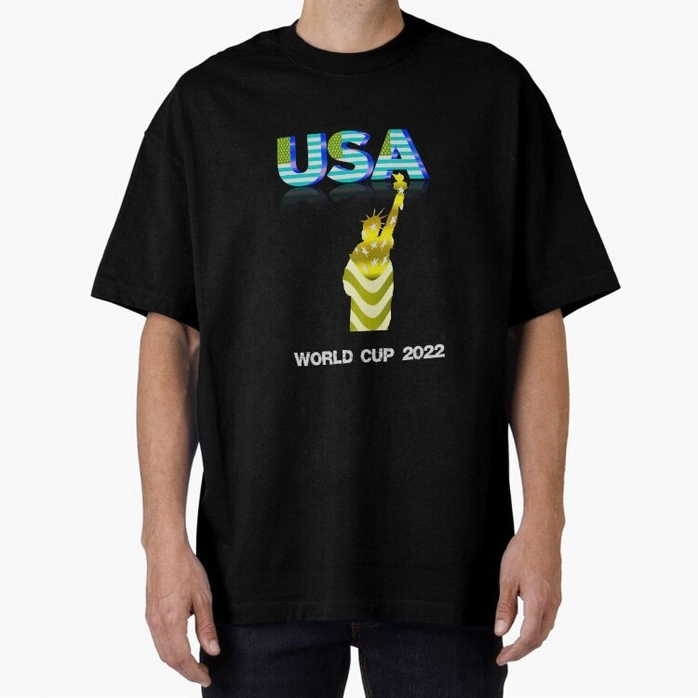 USA World Cup 2022 Oversized T-Shirt Show Love for Legendary Goals in FIFA World Cup 2026 USA Canada Mexico for Fans of Haaland and Mbappe and Portugal, Spain and Germany, Bringing Sports Nostalgia, International Competition, Famous Players and