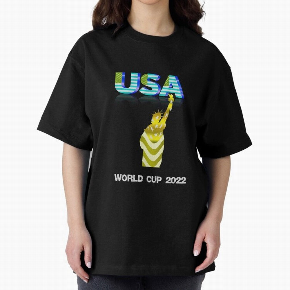 USA World Cup 2022 Oversized T-Shirt Show Love for Legendary Goals in FIFA World Cup 2026 USA Canada Mexico for Fans of Haaland and Mbappe and Portugal, Spain and Germany, Bringing Sports Nostalgia, International Competition, Famous Players and
