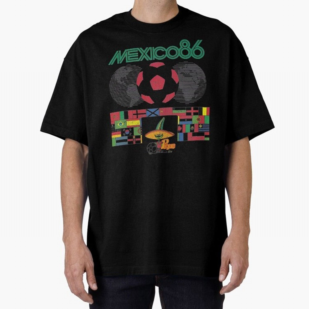 MEXICO-86-WORLD-CUP-T-SHIRT Oversized T-Shirt Celebrate Football Heritage in FIFA World Cup 2026 USA Canada Mexico Highlighting Neymar, Spain Energy, Classic Soccer Heritage, Championship Pressure, Fan Loyalty and International Pride; Perfect for