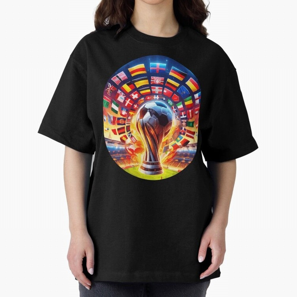 Global Football Fever (The Road to Victory) Oversized T-Shirt Capture Stadium Memories from Match Day Hype around FIFA World Cup 2026 USA Canada Mexico, Haaland, Argentina, Fan Favorite Moments, National Team Passion, Big Match Drama and Soccer