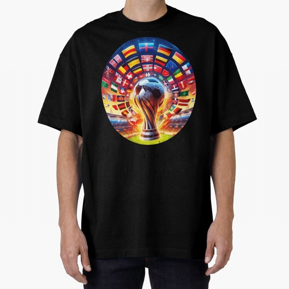 Global Football Fever (The Road to Victory) Oversized T-Shirt Capture Stadium Memories from Match Day Hype around FIFA World Cup 2026 USA Canada Mexico, Haaland, Argentina, Fan Favorite Moments, National Team Passion, Big Match Drama and Soccer