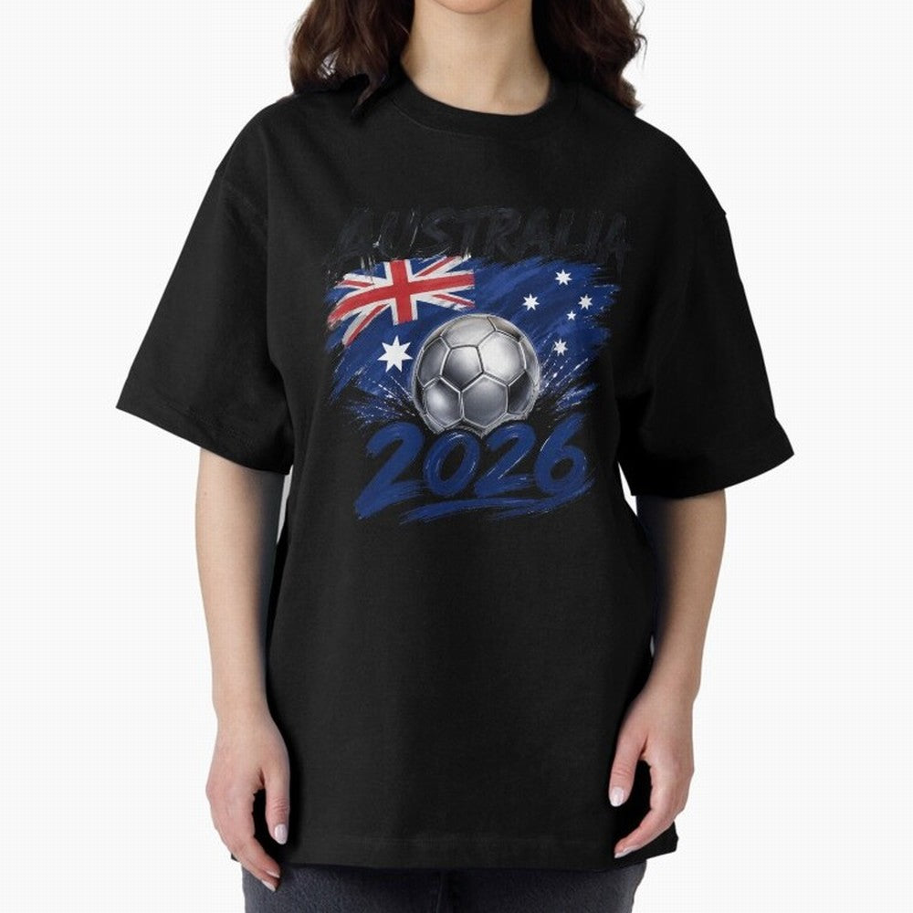 Australia Soccer 2026: Grunge Flag & Football Pride Oversized T-Shirt Get Ready for the FIFA World Cup 2026 Group Stage Journey through Mbappe Highlights, Brazil, Portugal and Argentina Pride, Classic Soccer Heritage, Championship Pressure, Fan