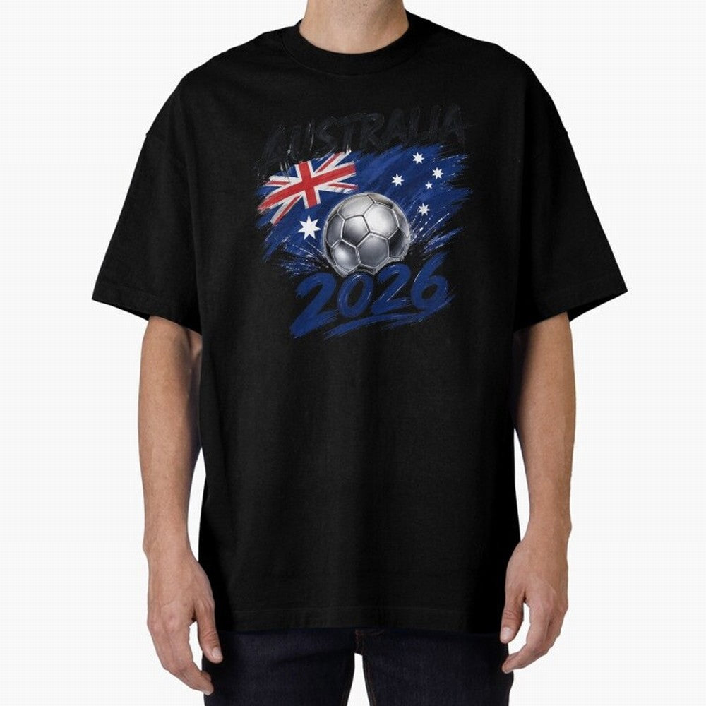 Australia Soccer 2026: Grunge Flag & Football Pride Oversized T-Shirt Get Ready for the FIFA World Cup 2026 Group Stage Journey through Mbappe Highlights, Brazil, Portugal and Argentina Pride, Classic Soccer Heritage, Championship Pressure, Fan