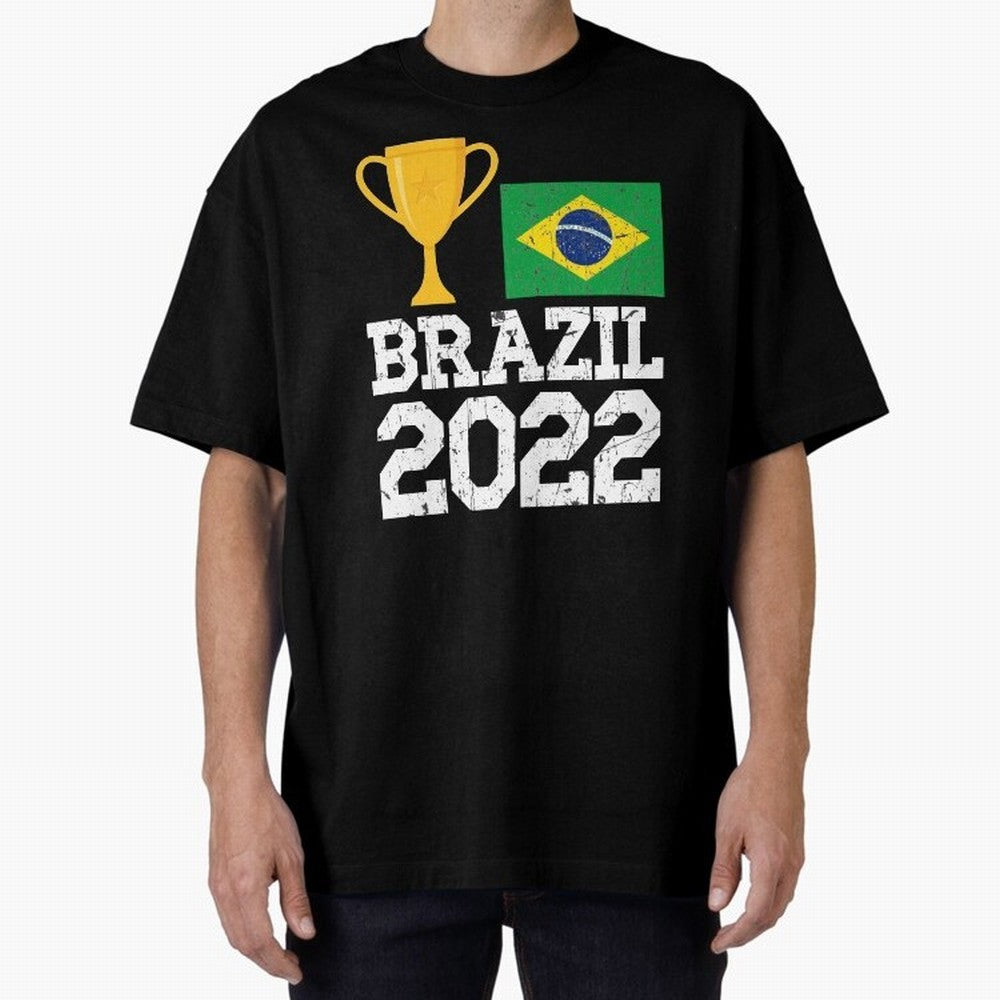 Brazil Soccer Team Fan Football Brazilian Flag 2022 T-Shirt - Brazil T shirt Soccer - Brazil Flag Vintage - Brazilian Oversized T-Shirt Support Iconic Players in Match Day Hype around FIFA World Cup 2026, Neymar, Argentina, Worldwide Fan Energy,