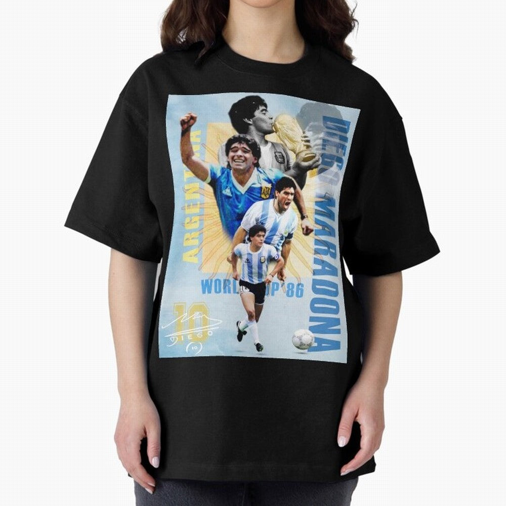 Diego Maradona Argentina Poster - Iconic World Cup Legend Art Print Oversized T-Shirt Feel Global Football Passion for FIFA World Cup 2026, Celebrating Messi, Neymar and Mbappe, Brazil, Match Day Excitement, Supporter Culture, Golden Goals and
