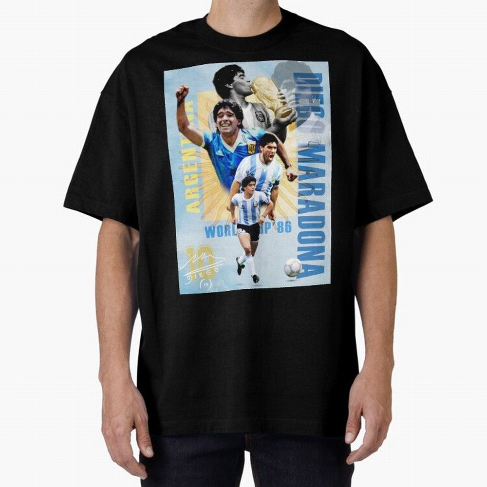 Diego Maradona Argentina Poster - Iconic World Cup Legend Art Print Oversized T-Shirt Feel Global Football Passion for FIFA World Cup 2026, Celebrating Messi, Neymar and Mbappe, Brazil, Match Day Excitement, Supporter Culture, Golden Goals and