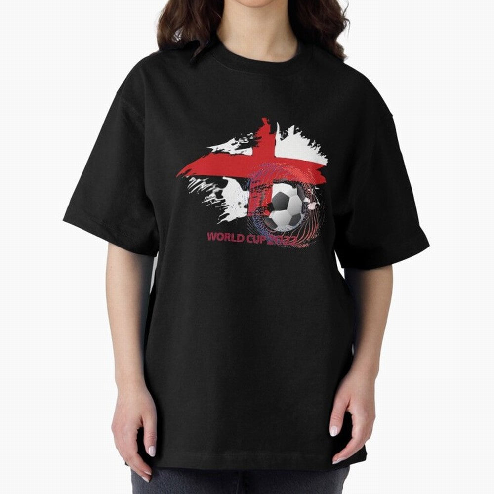 England World Cup 2022 Oversized T-Shirt Celebrate FIFA World Cup 2026 Spirit, with Portugal, Spain and Germany, Haaland, Game Day Rituals, Football Legends, Country Pride and the Road to the Final; Great for Watch Parties, Sports Bars, Family