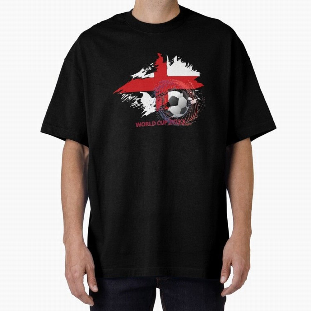 England World Cup 2022 Oversized T-Shirt Celebrate FIFA World Cup 2026 Spirit, with Portugal, Spain and Germany, Haaland, Game Day Rituals, Football Legends, Country Pride and the Road to the Final; Great for Watch Parties, Sports Bars, Family