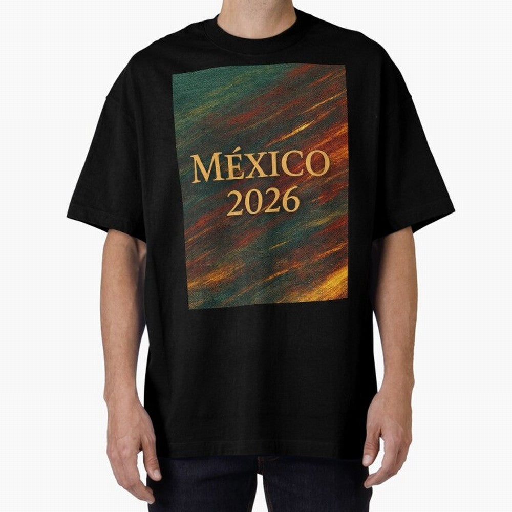 Mexico 2026 Arc of Color - Elegant and Luxury Design for Soccer Fans Oversized T-Shirt Celebrate the Road through FIFA World Cup 2026 Group Stage Spirit, Highlighting England, Mbappe and Neymar, Football Festival Excitement, Trophy Ambitions,