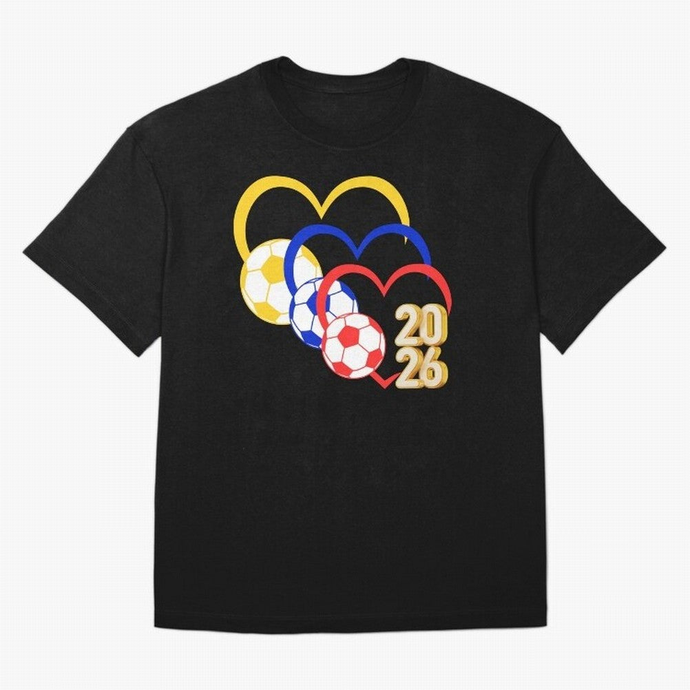 Football 2026 Hearts Colombia Sports Design Oversized T-Shirt Support the Legends of Global Football Passion for FIFA World Cup 2026 Group Stage, Centered on Cristiano Ronaldo, Haaland and CR7, England and Germany, Championship Spirit, Famous