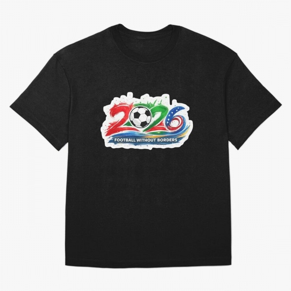 Football Without Borders 2026 Artistic Logo Oversized T-Shirt Relive FIFA World Cup 2026 Group Stage Celebrating CR7, England Energy, Game Day Rituals, Football Legends, Country Pride and the Road to the Final; Made for Collectors Who Enjoy Iconic