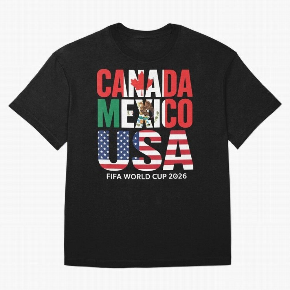 Canada Mexico USA 2026 World Cup Host Nations Oversized T-Shirt Stand with FIFA World Cup 2026 USA Canada Mexico for Fans of Haaland and Mbappe and England, France and Netherlands, Bringing Classic Soccer Heritage, Championship Pressure, Fan