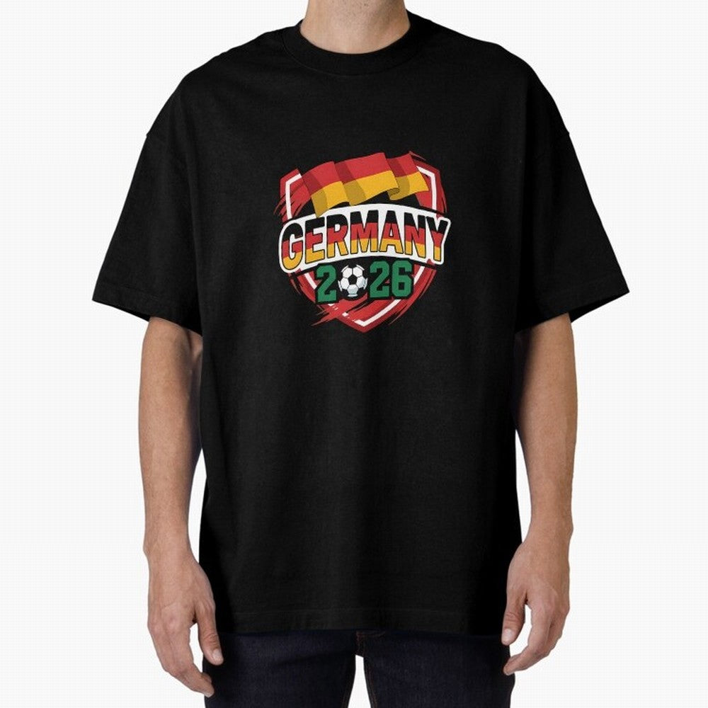 Germany World Cup 2026 Germany Football Oversized T-Shirt Remember Iconic Moments from FIFA World Cup 2026 Spirit, Connected to Spain, Cristiano Ronaldo, Vintage Soccer Flavor, Modern Football Stars, National Flags and Final Night Emotion; Created