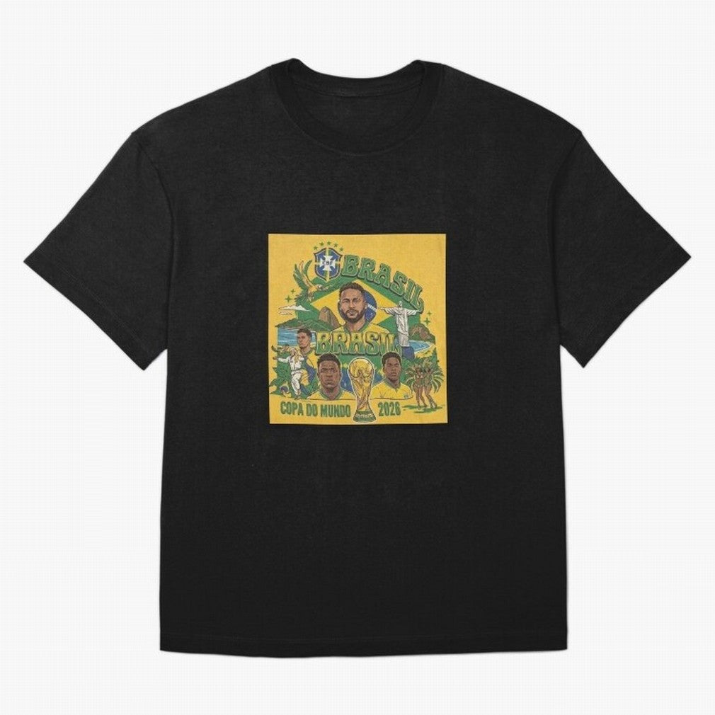 Brazil Football 2026 ¨C Retro World Cup Fan Art Oversized T-Shirt Back the Journey through Global Football Passion for FIFA World Cup 2026 Group Stage, Connected to CR7 and Messi, Germany, Match Day Excitement, Supporter Culture, Golden Goals and