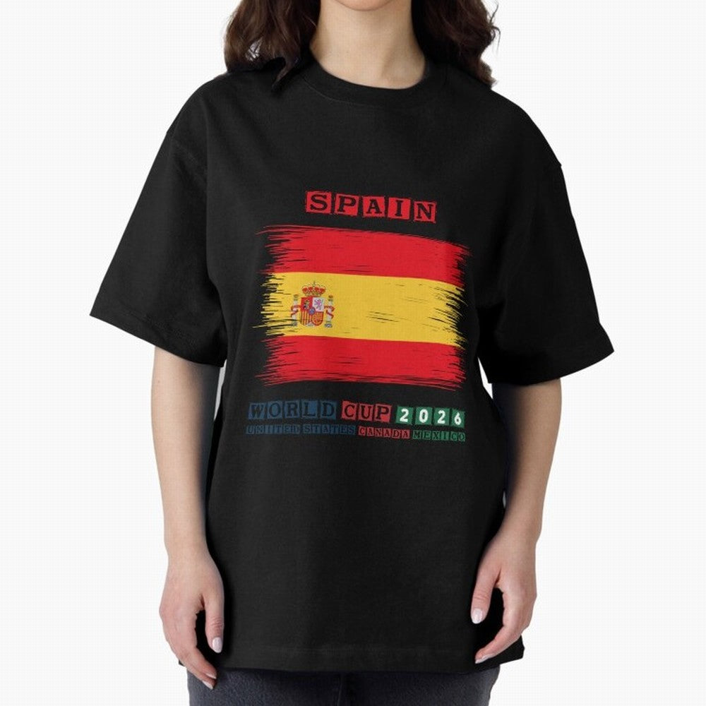SPAIN WORLD CUP 2026 Oversized T-Shirt Fuel the Hype around FIFA World Cup 2026 for Fans of Messi and Cristiano Ronaldo and Argentina, Bringing Fan Favorite Moments, National Team Passion, Big Match Drama and Soccer History; Built for Supporters