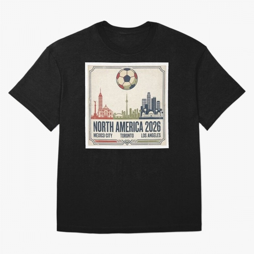 Retro North America 2026 Soccer Vintage Graphic Oversized T-Shirt Feel International Energy from FIFA World Cup 2026 Inspired by Mbappe, Spain Energy, Soccer Culture, Superstar Moments, National Team Dreams and Competitive Fire; Great for Watch