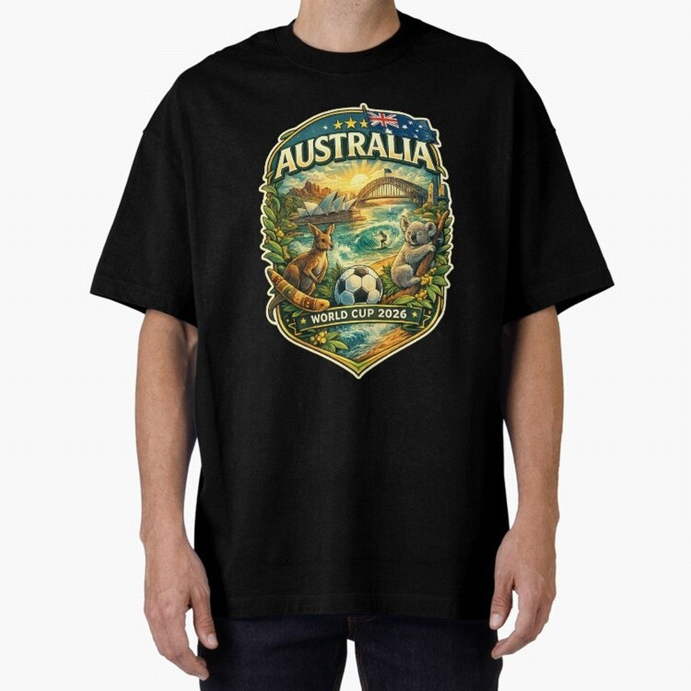 Australia FIFA World Cup 2026 Sydney Opera House Outback Kangaroo Coast Oversized T-Shirt Fuel Your Fan Pride for Match Day Hype around FIFA World Cup 2026 USA Canada Mexico, Cristiano Ronaldo, England and Germany, Stadium Memories, Football