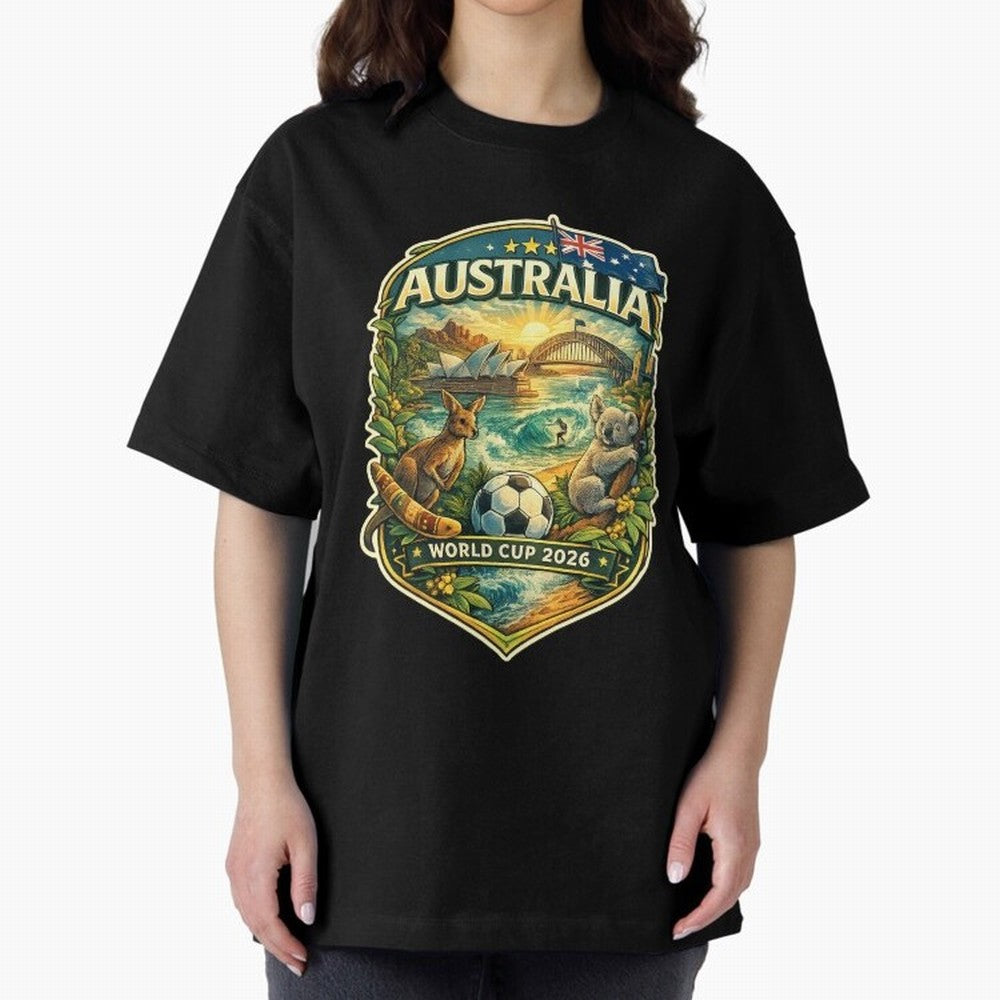 Australia FIFA World Cup 2026 Sydney Opera House Outback Kangaroo Coast Oversized T-Shirt Fuel Your Fan Pride for Match Day Hype around FIFA World Cup 2026 USA Canada Mexico, Cristiano Ronaldo, England and Germany, Stadium Memories, Football